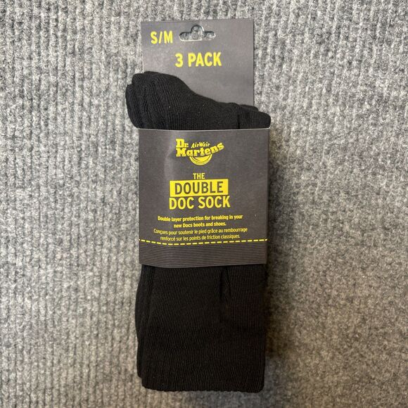 Dr Martens (3 Pack) The Double Doc Sock Black Padded Double Layer Size S/M 3/8 - Picture 1 of 5